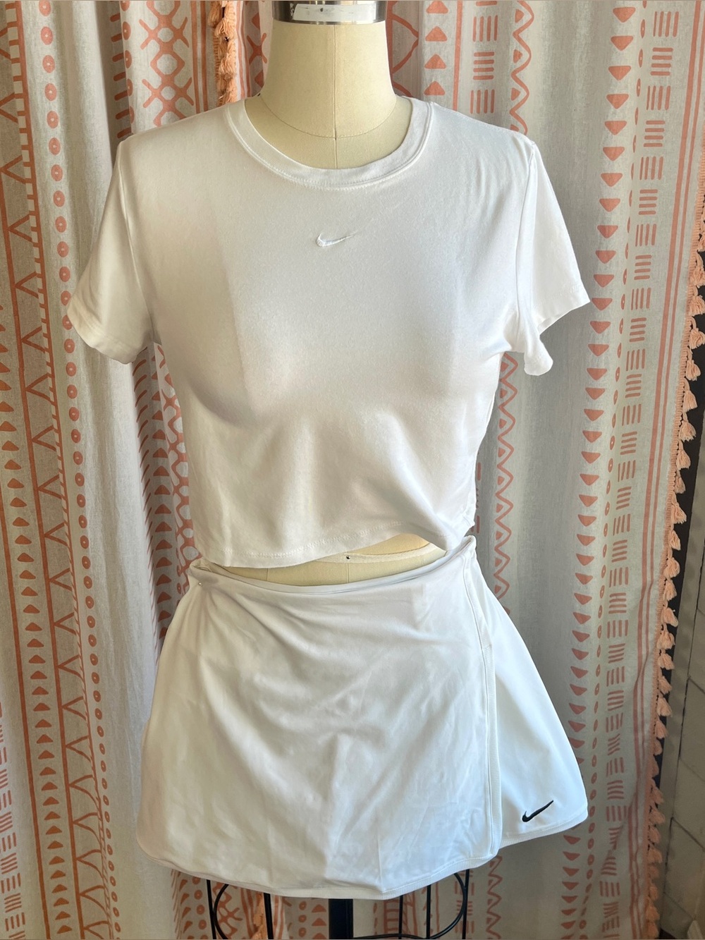 White Women’s Nike Court Set: cropped Nike Tee and Dri-Fit Skort